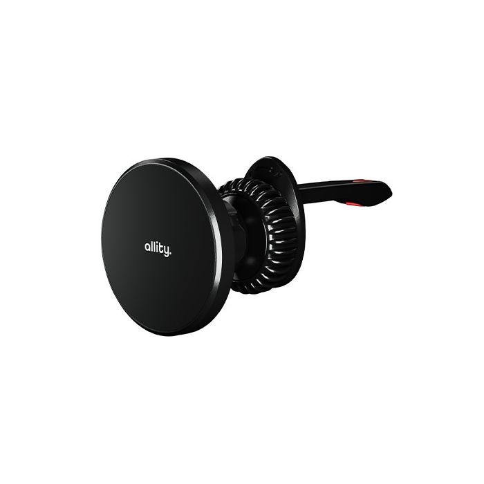 Allity ACH-300 Držač za telefon i bežični punjač 15W za brzo unjenje od 15W. Montira se na rešetku za ventilaciju. Odvojivi USB-C kabal