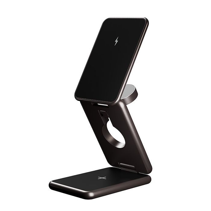 Allity Allity AWC-230-22WMS 22.5W Bežični punjač 3u1 - Brzo induktivno punjenje od 22.5W. Sklopivi stalak za telefon napravljen od izdržljivog aluminijuma