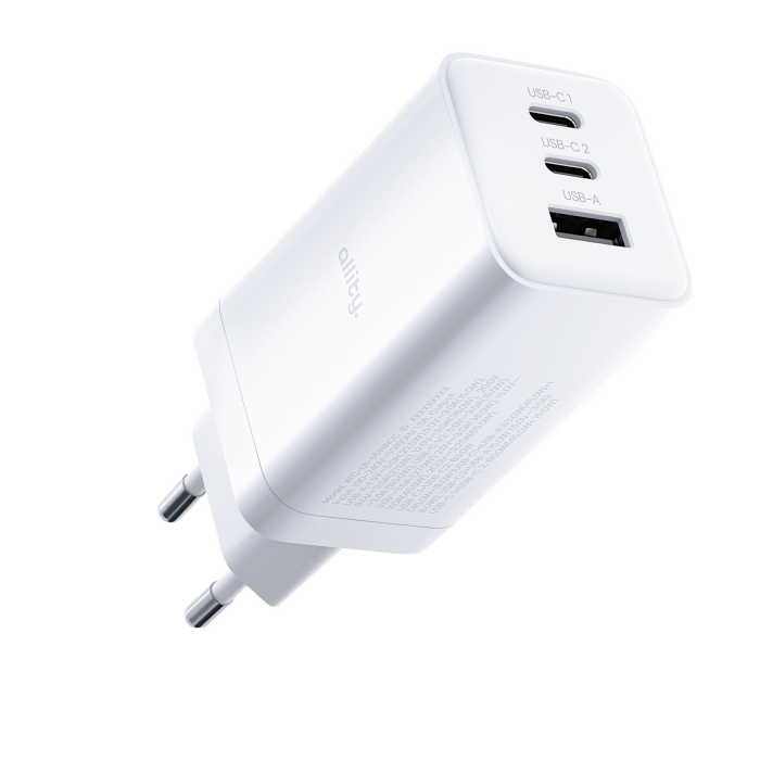 Allity ATC-01-65WACC GaN PD QC (2x USB-C 1 USB-A) 65W Punjač beli