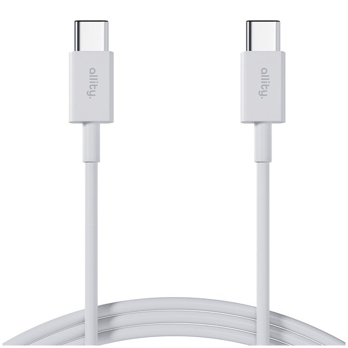 Allity AUC-03 USB-C na USB-C Kabal 1m 100W beli - Izdržljiv i  otporan koji se ne mrsi, sa metalnim konektorima,  za prenos podataka i punjenje uređaja
