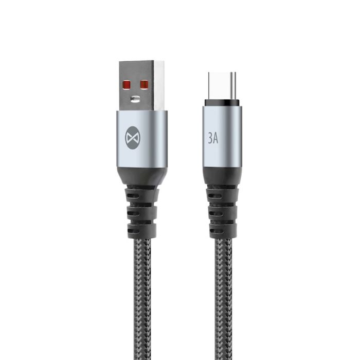 Forever Braix (USB-USB-C) 1m 3A kabal crni - Kvalietan materijal i metalni konektori za prenos podataka i punjenje telefona. 