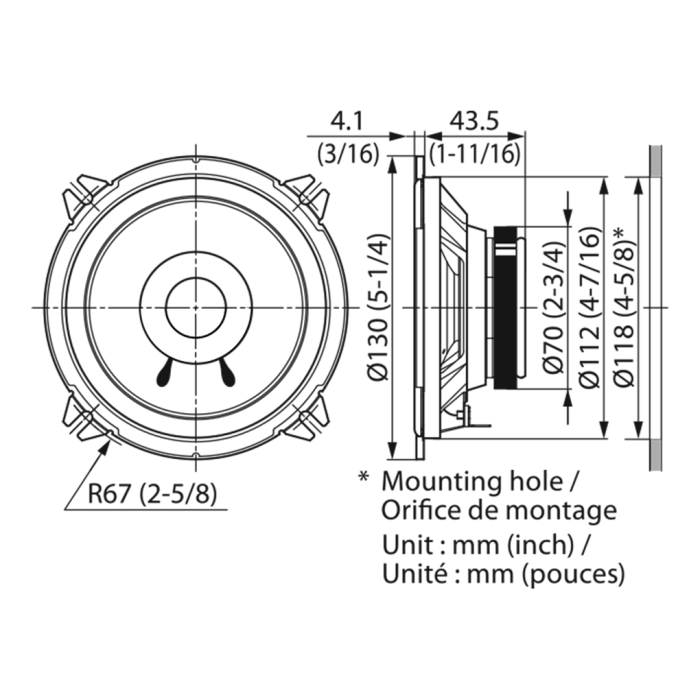 Kenwood KFC-S1356 Auto zvučnici, 2-sistemski, maksimalne ulazne snage 260W, 30w RMS, veličine 13cm, pogodni za ugradnju u fabričke otvore od 112mm.
