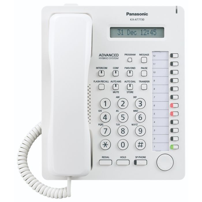 Panasonic KX-T7730 Sistemski telefon sa 12 programabilnih tastera, jednorednim LCD displejom sa 16 karaktera, Spikerfon, Auto answer i Mute tasterima...