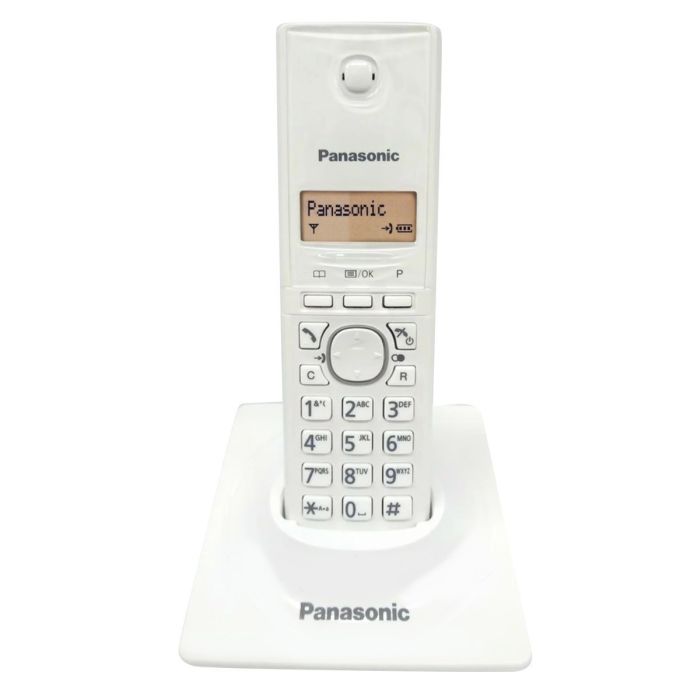 Panasonic KX-TG1711FXW Bežični telefon sa narandžasto osvetljenim alfanumeričkim displejem i plastikom sa specijalnim premazom "bez otisaka prstiju".