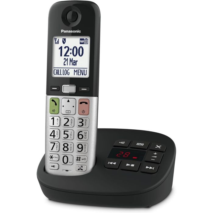 Panasonic KX-TGU430EXB Bežični telefon sa sekretaricom ekranom od 2,1 inča (5,3 cm), Identifikacijom poziva i tasterom za blokiranje neželjenih poziva. 