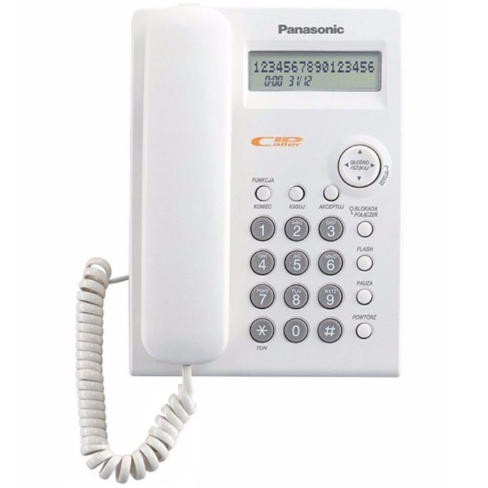 Panasonic KX-TSC11FXW Žični telefon sa LCD ekranom u tri reda i satom, identifikacijom poziva, Redial listom za 20 brojeva i imenikom od 50 brojeva.