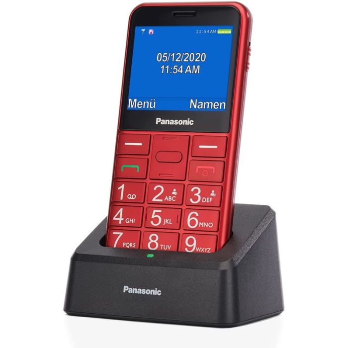 Panasonic KX-TU155EXRN Mobilni telefon sa SOS tasterom, 2,4-inčni ekranom za lako čitanje i prektičnim postoljem za punjenje uređaja. 