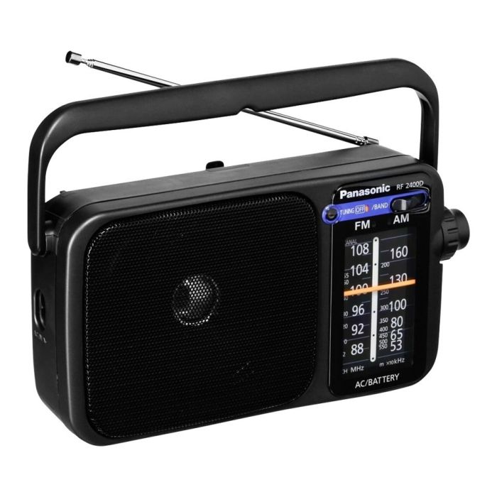 Panasonic RF-2400DEG-K Tranzistor sa zvučnikom od 10 cm, podrškom za FM/AM frekvenicije, jednostavan i lak za upotrebu. Uživajte uz zvuke omiljene stanice.