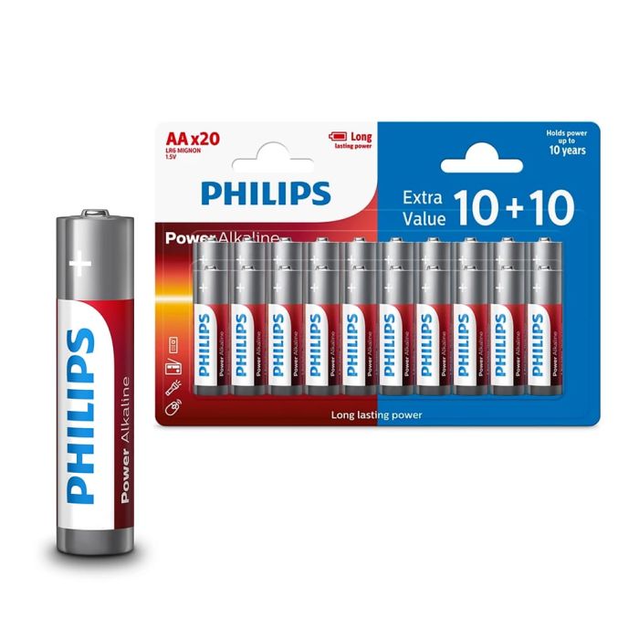 Philips AA LR6 Blister 10+10 Alkalne baterije zadovoljavaju najviše standarde kvalitete i nude izvrsnu pouzdanost. U pakovanju 10+10 komada.