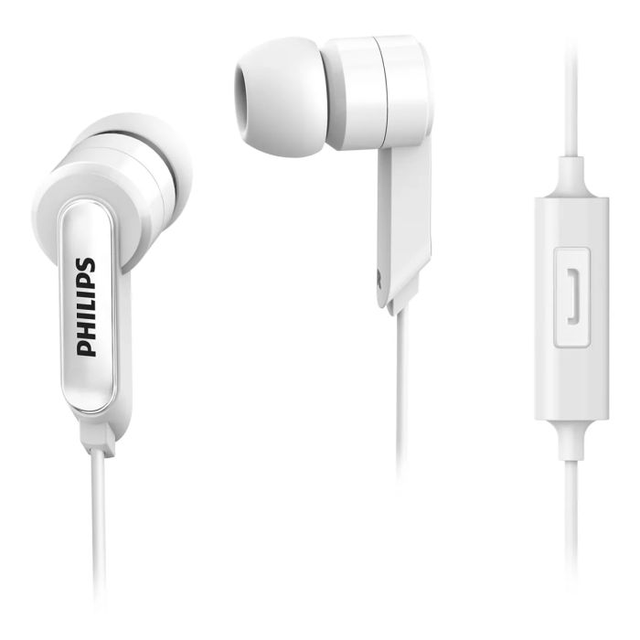 Philips SHE1405WH Slušalice sa mikrofonom i kablom od 1.2 metara sa tasterima za kontrolu na kablu. Uživajte u omiljnoj muzici i razgovorima. 