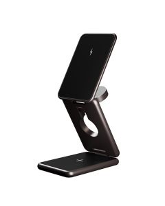 Allity Allity AWC-230-22WMS 22.5W Bežični punjač 3u1 - Brzo induktivno punjenje od 22.5W. Sklopivi stalak za telefon napravljen od izdržljivog aluminijuma