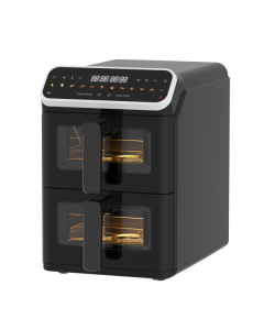 Techwood CS-9011 Friteza bez ulja snage 2600&ndash;3000 W sa dve korpe kapaciteta 5,6 l + 5,6 l (11,2 l ~ 3,5 kg pomfrita. Savr&scaron;eno za celu porodicu. 