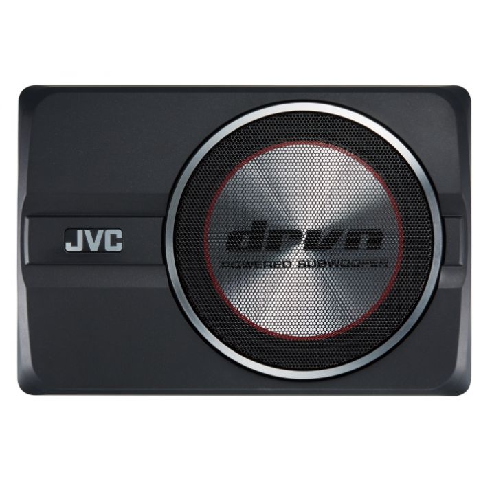 JVC CW-DRA8 Aktivni subwoofer, maksimalne snage 250W, realne snage 125W sa kućištem od aluminijuma i žičanim daljinskim upravljačem.