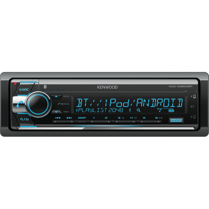 Kenwood KDC-X5200BT Auto radio snage 4 x 50W sa CD, USB i ugrađenom Bluetooth konekcijom i varijabilnim osvetljenjem dugmića. 