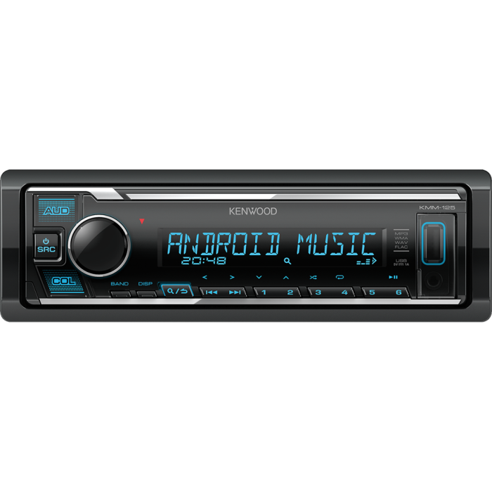 Kenwood KMM-125 Auto radio sa USB i AUX ulazom uz mogućnost MP3, WMA, WAV & FLAC reprodukcija kao i reprodukcije muzike sa Android uređaja putem USB