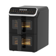 Techwood CS-9011 Friteza bez ulja snage 2600–3000 W sa dve korpe kapaciteta 5,6 l + 5,6 l (11,2 l ~ 3,5 kg pomfrita. Savršeno za celu porodicu. 